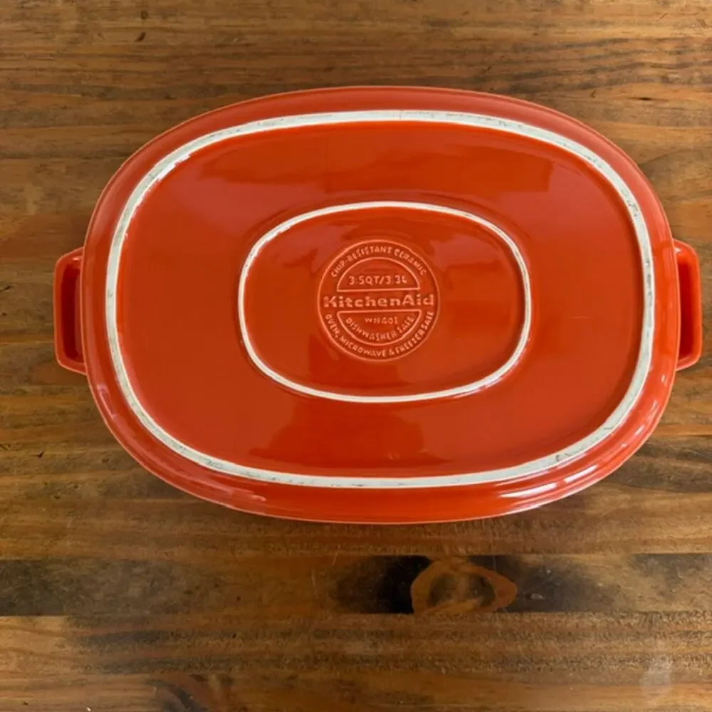 KitchenAid Orange 3.5qt Chip-Resistant Ceramic Casserole Dish